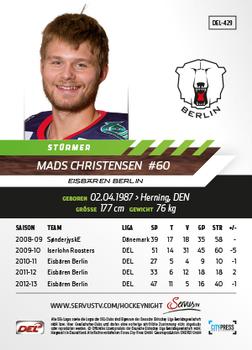 2013-14 Playercards Premium Serie Update (DEL) #429 Mads Christensen Back