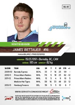 2013-14 Playercards Premium Serie Update (DEL) #451 James Bettauer Back