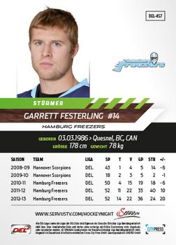 2013-14 Playercards Premium Serie Update (DEL) #457 Garrett Festerling Back