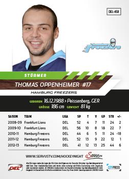 2013-14 Playercards Premium Serie Update (DEL) #458 Thomas Oppenheimer Back