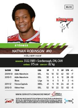 2013-14 Playercards Premium Serie Update (DEL) #512 Nathan Robinson Back