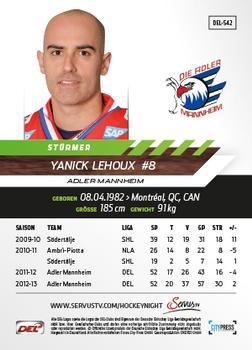 2013-14 Playercards Premium Serie Update (DEL) #542 Yanick Lehoux Back