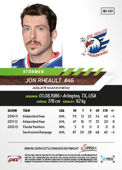 2013-14 Playercards Premium Serie Update (DEL) #550 Jon Rheault Back