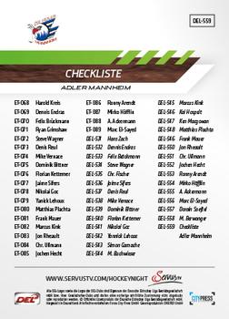 2013-14 Playercards Premium Serie Update (DEL) #559 Checkliste Adler Mannheim Back