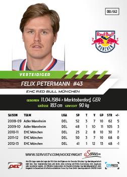 2013-14 Playercards Premium Serie Update (DEL) #562 Felix Petermann Back
