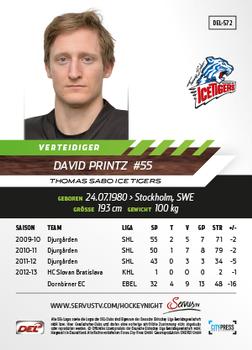 2013-14 Playercards Premium Serie Update (DEL) #572 David Printz Back