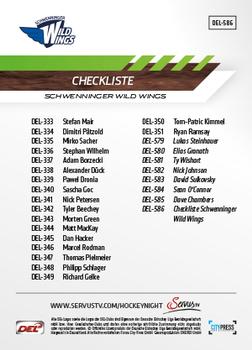 2013-14 Playercards Premium Serie Update (DEL) #586 Checkliste Schwenninger Wild Wings Back