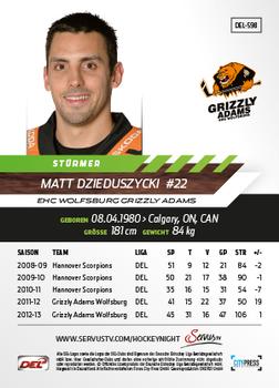 2013-14 Playercards Premium Serie Update (DEL) #598 Matt Dzieduszycki Back