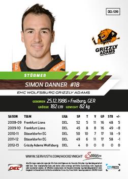 2013-14 Playercards Premium Serie Update (DEL) #599 Simon Danner Back