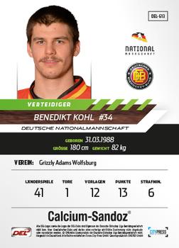 2013-14 Playercards Premium Serie Update (DEL) #613 Benedikt Kohl Back
