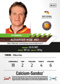 2013-14 Playercards Premium Serie Update (DEL) #625 Alexander Weiss Back