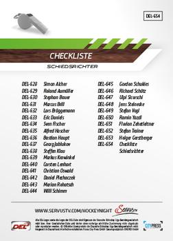 2013-14 Playercards Premium Serie Update (DEL) #654 Checkliste Schiedsrichter Back