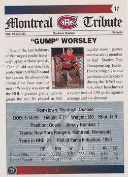 1991-92 Ultimate Original 6 - Autographs #17 Lorne Worsley Back
