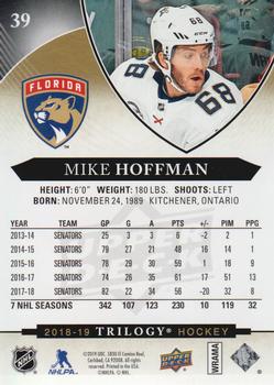 2018-19 Upper Deck Trilogy #39 Mike Hoffman Back