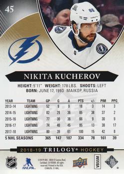 2018-19 Upper Deck Trilogy #45 Nikita Kucherov Back