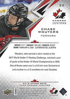 2018 Upper Deck Team Canada Juniors #22 Chase Wouters Back