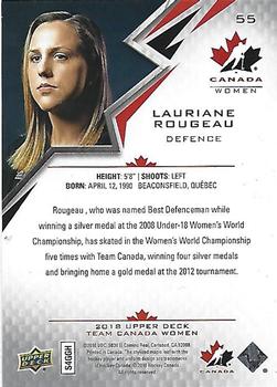 2018 Upper Deck Team Canada Juniors #55 Lauriane Rougeau Back
