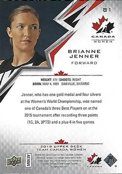 2018 Upper Deck Team Canada Juniors #81 Brianne Jenner Back