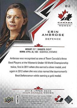 2018 Upper Deck Team Canada Juniors #82 Erin Ambrose Back