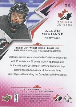2018 Upper Deck Team Canada Juniors - Exclusives #36 Allan McShane Back