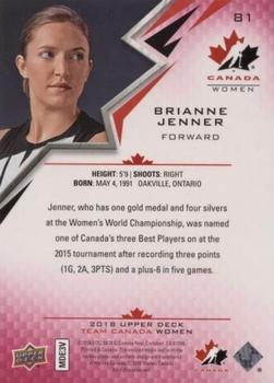 2018 Upper Deck Team Canada Juniors - Exclusives #81 Brianne Jenner Back