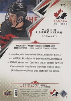 2018 Upper Deck Team Canada Juniors - High Gloss #25 Alexis Lafreniere Back