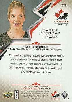 2018 Upper Deck Team Canada Juniors - High Gloss #72 Sarah Potomak Back