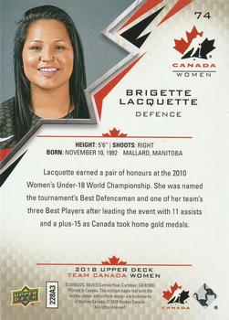2018 Upper Deck Team Canada Juniors - High Gloss #74 Brigette Lacquette Back