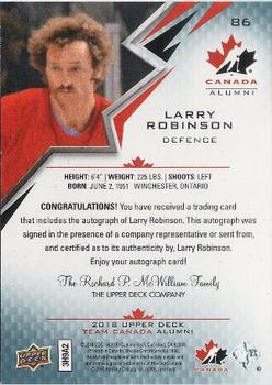 2018 Upper Deck Team Canada Juniors - Base Black Autographs #86 Larry Robinson Back