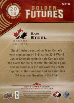 2018 Upper Deck Team Canada Juniors - Golden Futures #GF-5 Sam Steel Back