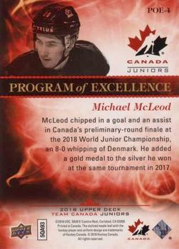 2018 Upper Deck Team Canada Juniors - Program of Excellence #POE-4 Michael McLeod Back