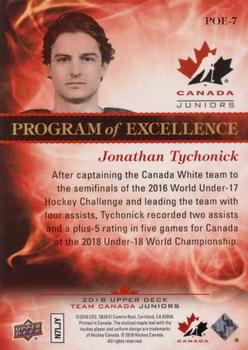2018 Upper Deck Team Canada Juniors - Program of Excellence #POE-7 Jonathan Tychonick Back