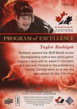 2018 Upper Deck Team Canada Juniors - Program of Excellence #POE-12 Taylor Raddysh Back