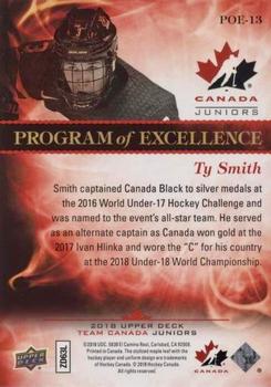 2018 Upper Deck Team Canada Juniors - Program of Excellence #POE-13 Ty Smith Back