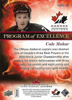 2018 Upper Deck Team Canada Juniors - Program of Excellence #POE-16 Cale Makar Back