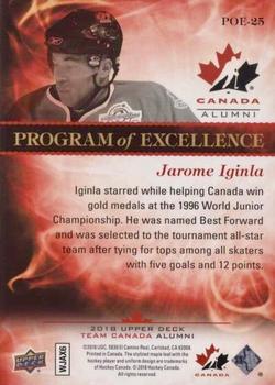 2018 Upper Deck Team Canada Juniors - Program of Excellence #POE-25 Jarome Iginla Back