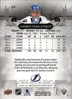 2018-19 Upper Deck Artifacts - Purple #90 Andrei Vasilevskiy Back