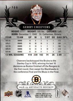 2018-19 Upper Deck Artifacts - Purple #144 Gerry Cheevers Back