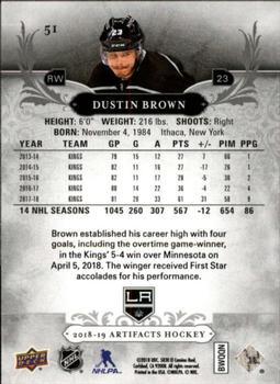 2018-19 Upper Deck Artifacts - Black #51 Dustin Brown Back