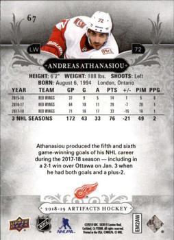 2018-19 Upper Deck Artifacts - Black #67 Andreas Athanasiou Back