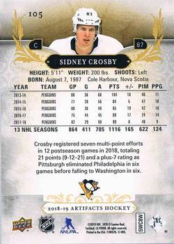 2018-19 Upper Deck Artifacts - Black #105 Sidney Crosby Back