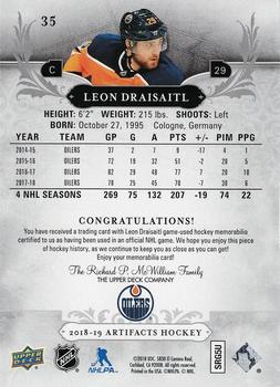 2018-19 Upper Deck Artifacts - Material Jersey Silver #35 Leon Draisaitl Back