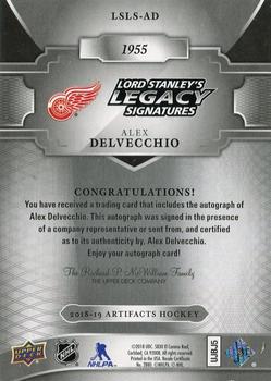 2018-19 Upper Deck Artifacts - Lord Stanley's Legacy Signatures #LSLS-AD Alex Delvecchio Back