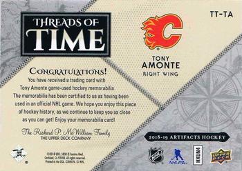 2018-19 Upper Deck Artifacts - Threads of Time #TT-TA Tony Amonte Back