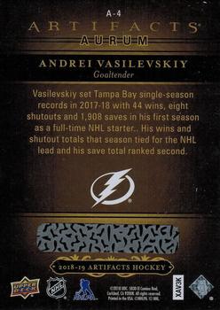 2018-19 Upper Deck Artifacts - Aurum #A-4 Andrei Vasilevskiy Back