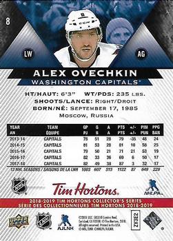 2018-19 Upper Deck Tim Hortons #8 Alex Ovechkin Back