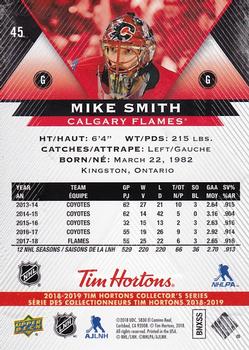 2018-19 Upper Deck Tim Hortons #45 Mike Smith Back