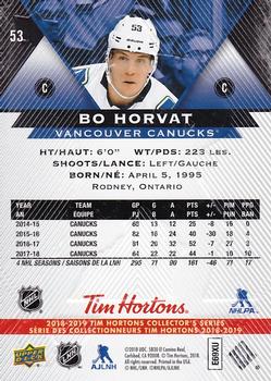 2018-19 Upper Deck Tim Hortons #53 Bo Horvat Back