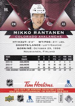 2018-19 Upper Deck Tim Hortons #96 Mikko Rantanen Back