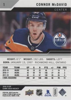 2018-19 SP Game Used #1 Connor McDavid Back